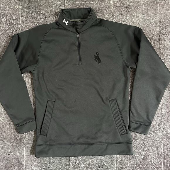 Men's Under Armour Wyoming Cowboys Gray 1/4 Zip Up Pullover Fleece Jacket Sz S - Picture 1 of 3